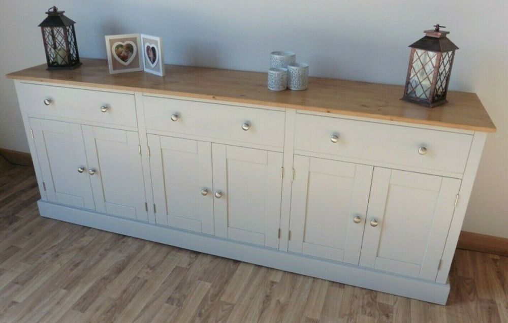 Solid Pine 9ft Painted Sideboard, Pine Welsh Dressers Uk